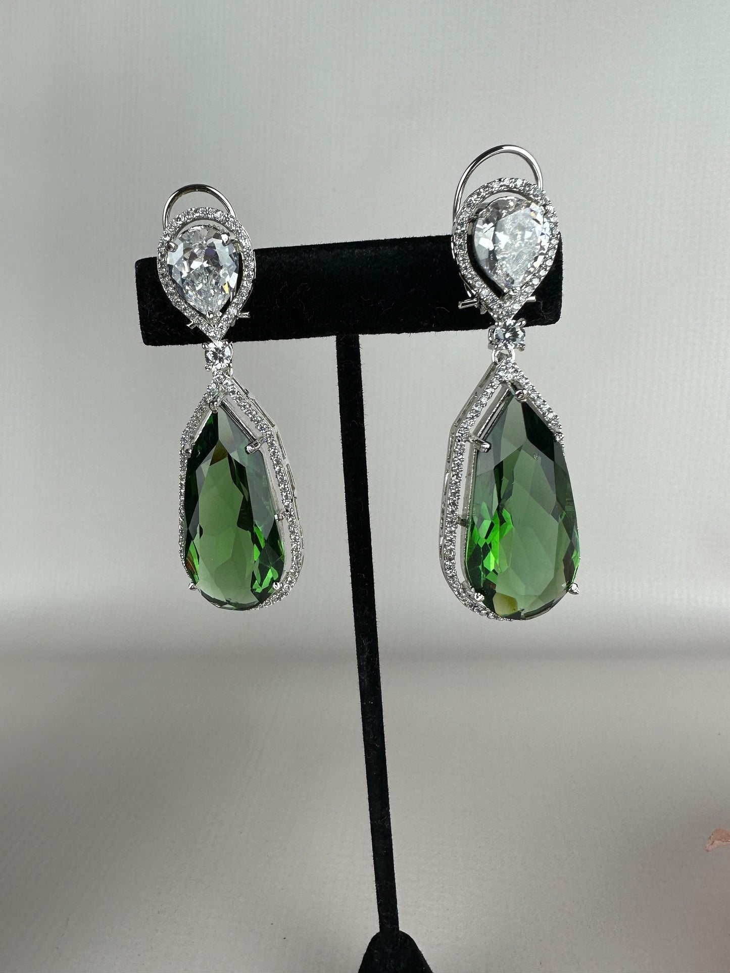 Emerald Silver Earrings