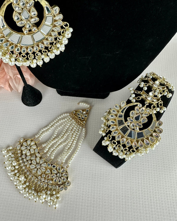 Mirror Indian Choker Necklace/Pakistani wedding jewelry with passa/Shisha jewellery and jhoomar/High Quality kundan necklace with jhumka set