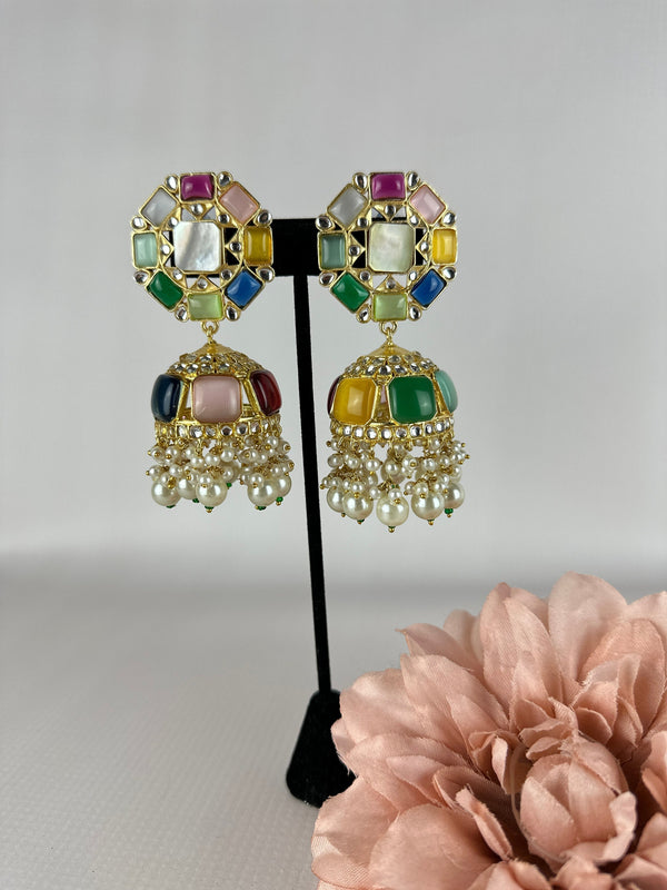 Multi color Kundan earring
