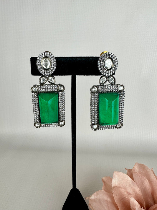 Emerald Green Diamond Earrings  MerakeJewelry