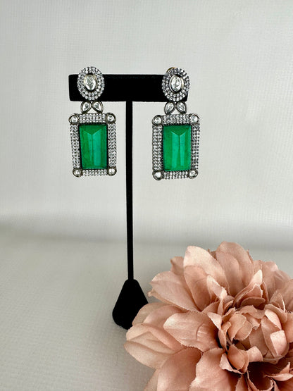 Pendientes de diamantes verde esmeralda