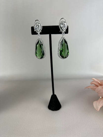 Emerald Silver Earrings