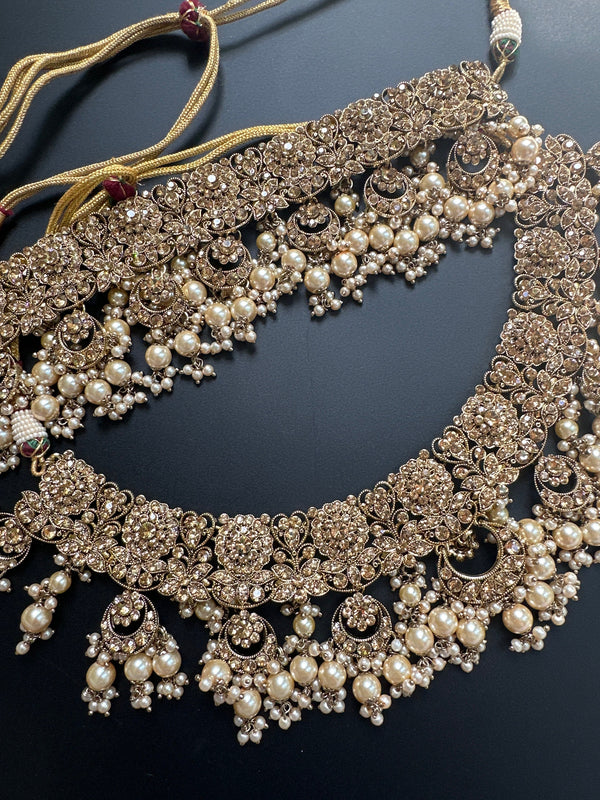 Indian layer wedding choker/Sabyasachi Indian Jewelry/Kundan necklace set/Pakistani wedding necklace/complete polki bridal set/rose gold set