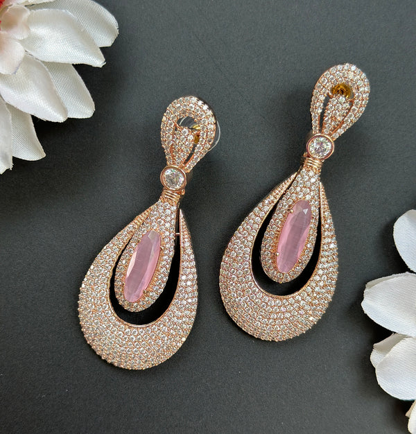 AD Pink Rose Gold Earrings