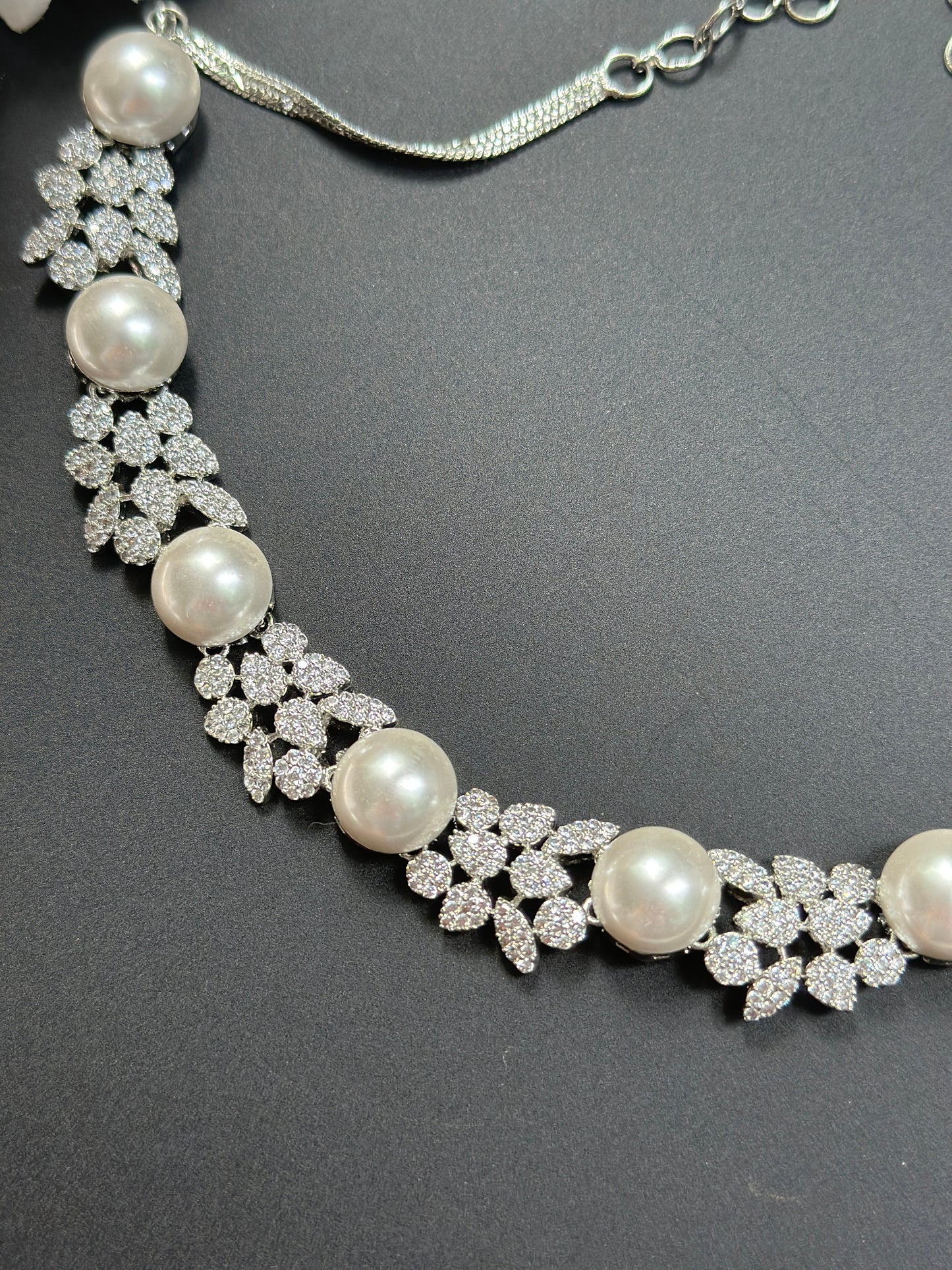 gargantilla de diamantes de plata con pendiente/collar de perlas indias/collar de diamantes americanos/joyería de cóctel/gargantilla de oro blanco jhumka/collar delicado