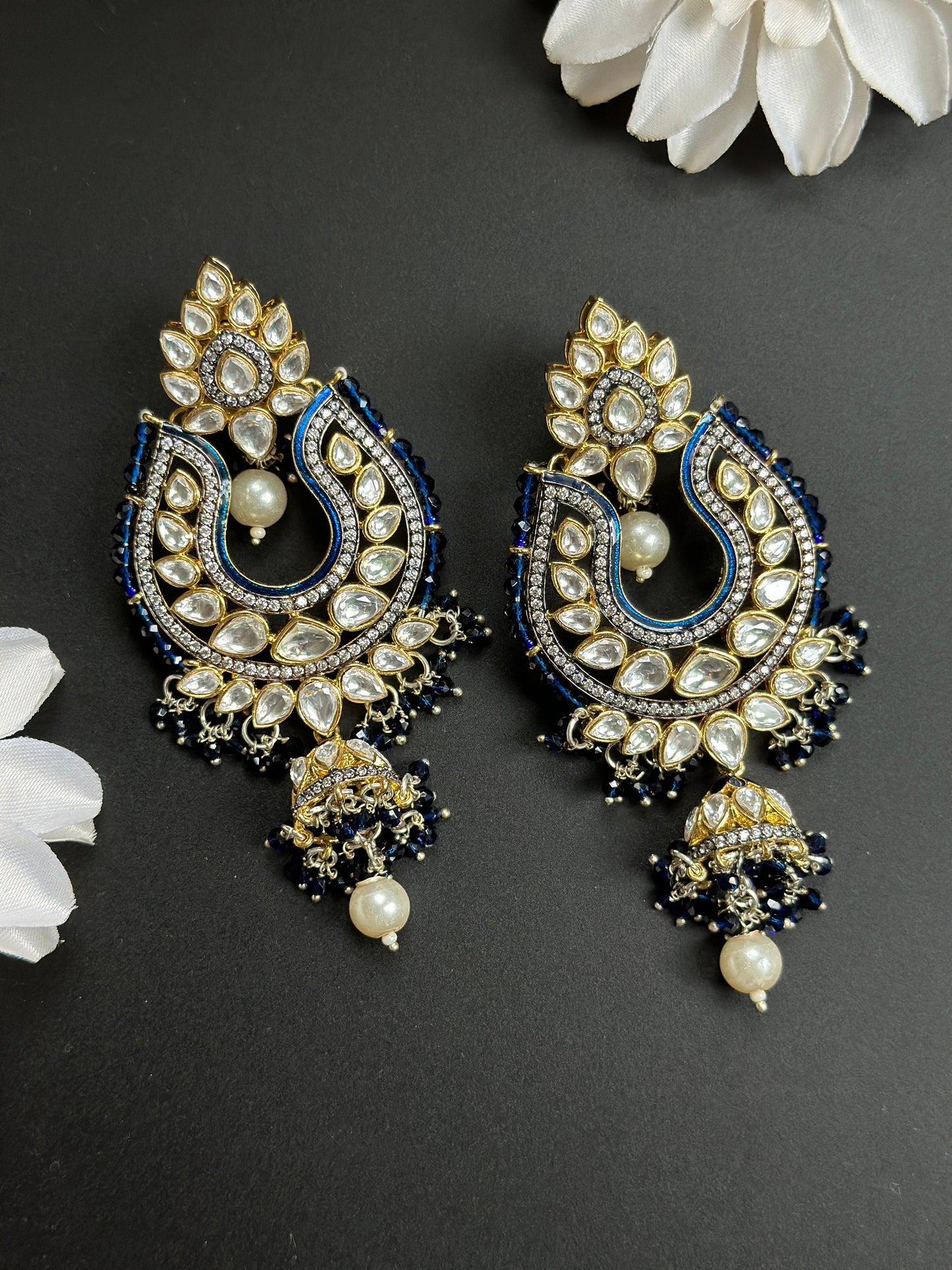 Pink Kundan Jhumka/Mint Blue Chandbali/Indian Long Earrings/Festive Gifts for her/Polki gold Earrings/Statement Earrings/Pakistani Earrings
