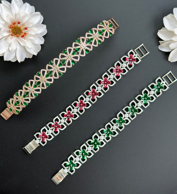 Emerald Gold bracelet/Ruby Silver Pink Bracelet/tennis bracelet/statement hand jewelry/rose gold bracelet/green gold bracelet/gifts for her