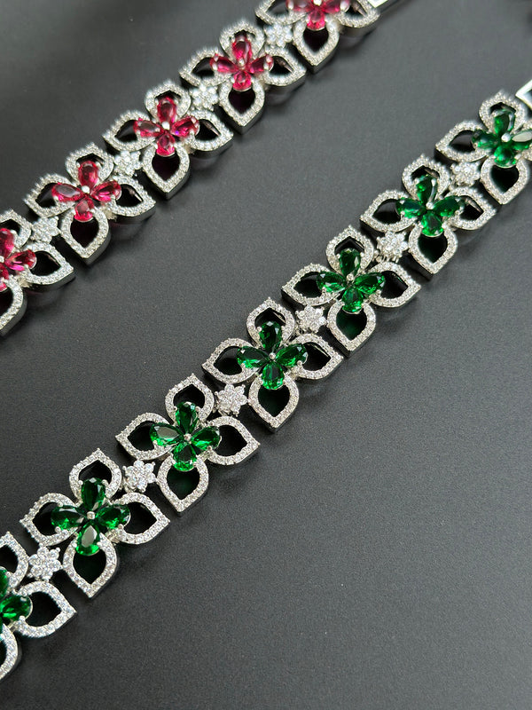 Emerald Gold bracelet/Ruby Silver Pink Bracelet/tennis bracelet/statement hand jewelry/rose gold bracelet/green gold bracelet/gifts for her