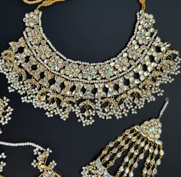 Mirror choker with tikka jhoomar/Pakistani wedding choker/Indian bridal jewelry/sabyasachi shaadi necklace/temple jewelry/reception choker