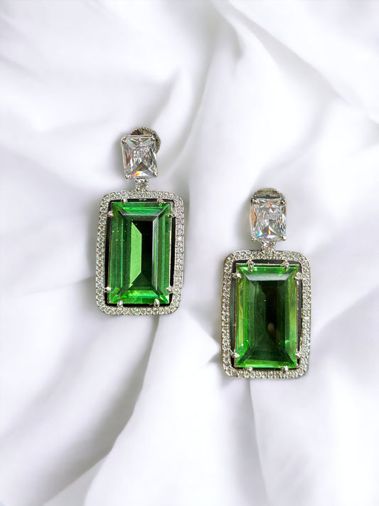 Emerald square Earrings  MerakeJewelry