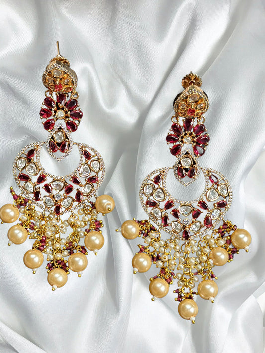 Gold Pink moissainite jhumka  MerakeJewelry