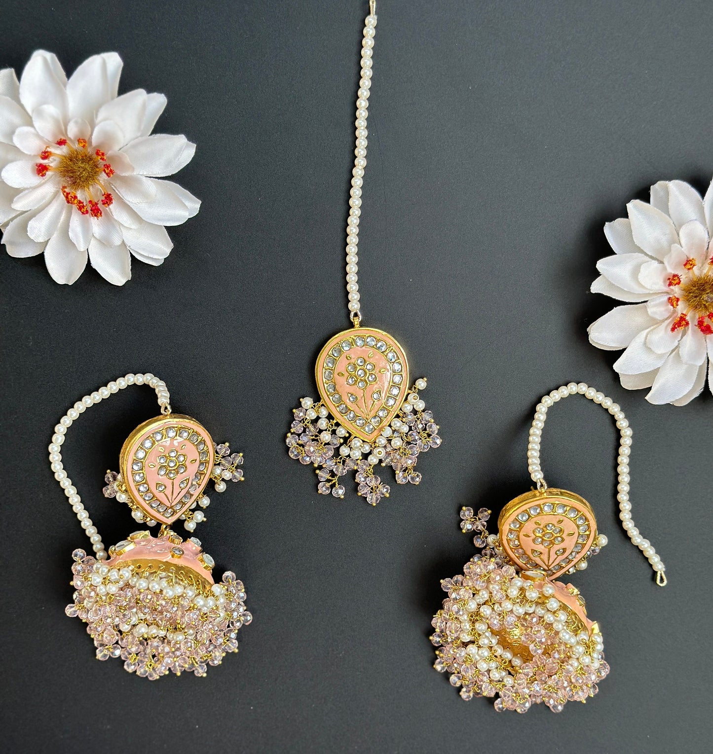 Pakistani Kundan jhumka Earrings/meenakari long earrings/Bollywood Jewelry/Green Kundan earrings/indian jhumka/Pink Polki Jhumka/Sabyasachi