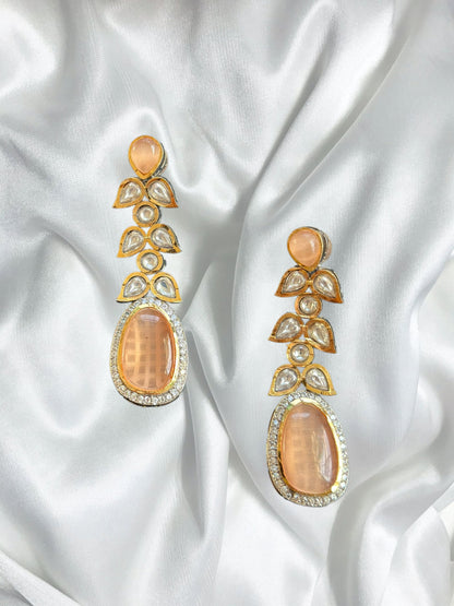 Uncut Polki diamond earrings/Reception earrings/Bollywood Jewelry/American Diamond earrings/Semi precious stone earrings/indian gold jhumka