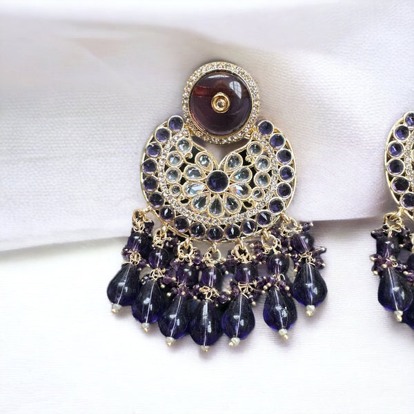 Kundan Pink Earrings/Reception earrings/Bollywood Jewelry/mirror polki earrings/Semi precious stone earrings/indian jhumka/Unique earrings